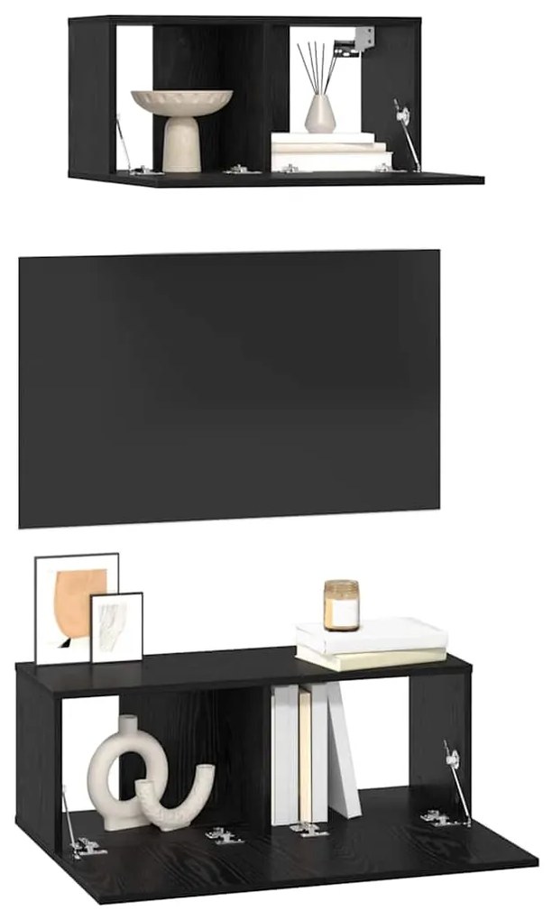 Conjunto de móvel de TV 2 pcs Carvalho preto 80 x 30 x 30 cm