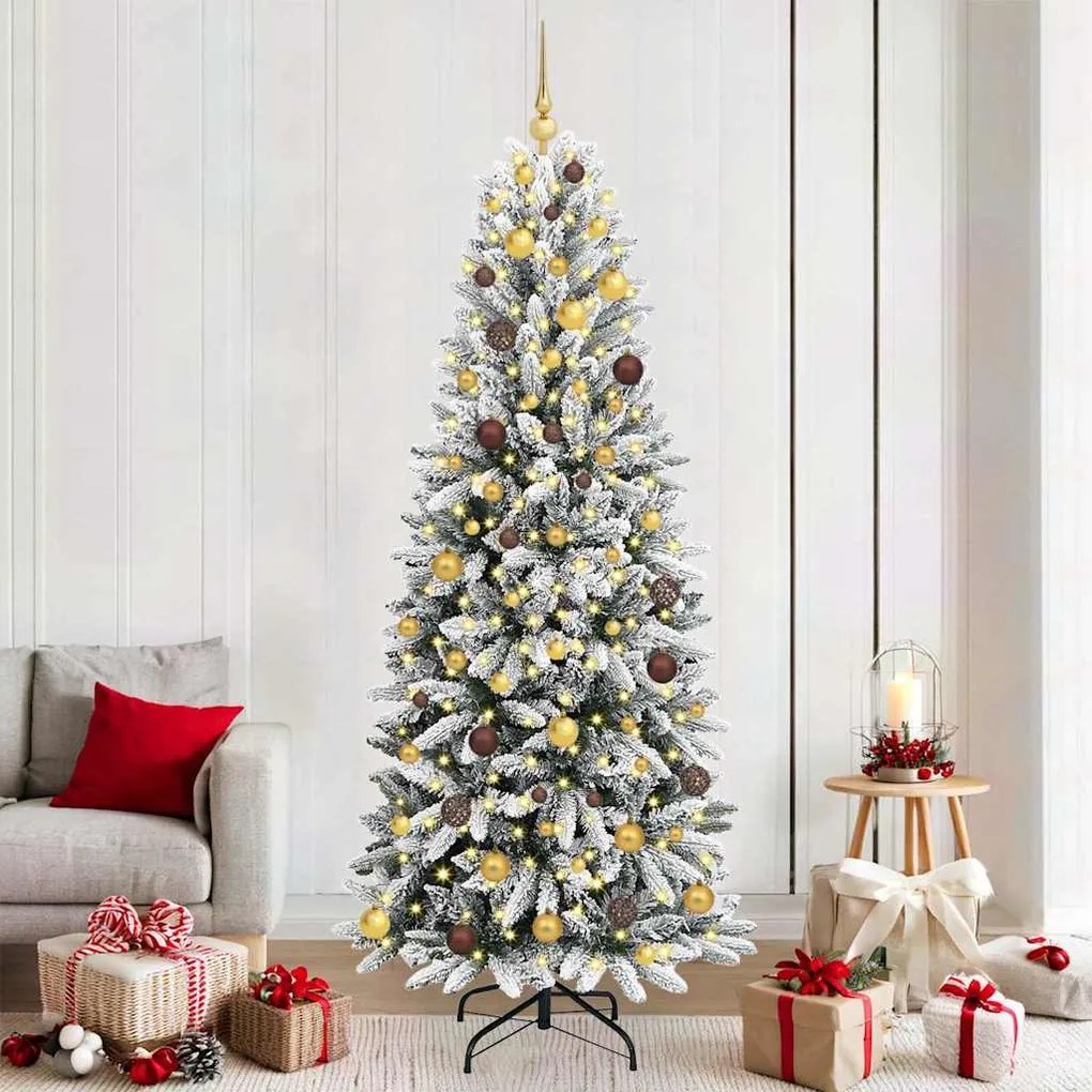 vidaXL Árvore de Natal Artificial com 300 LEDs Branco 210 cm