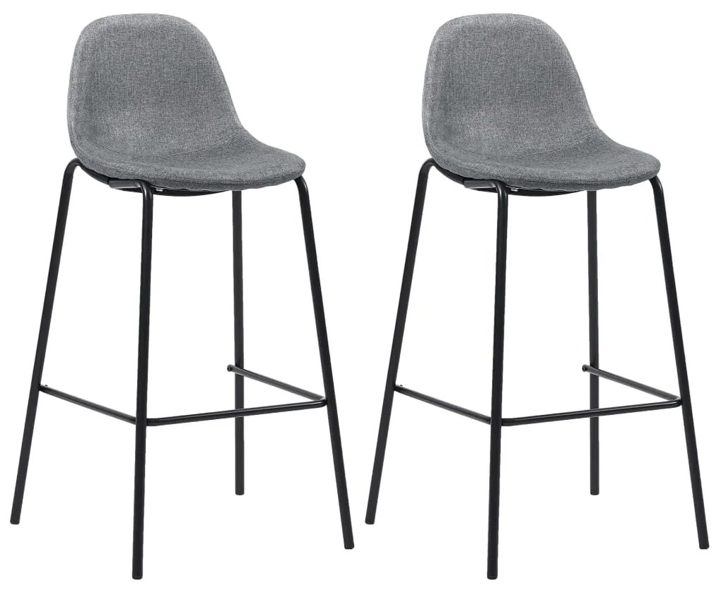 281523 vidaXL Bancos de bar 2 pcs tecido cinzento-claro