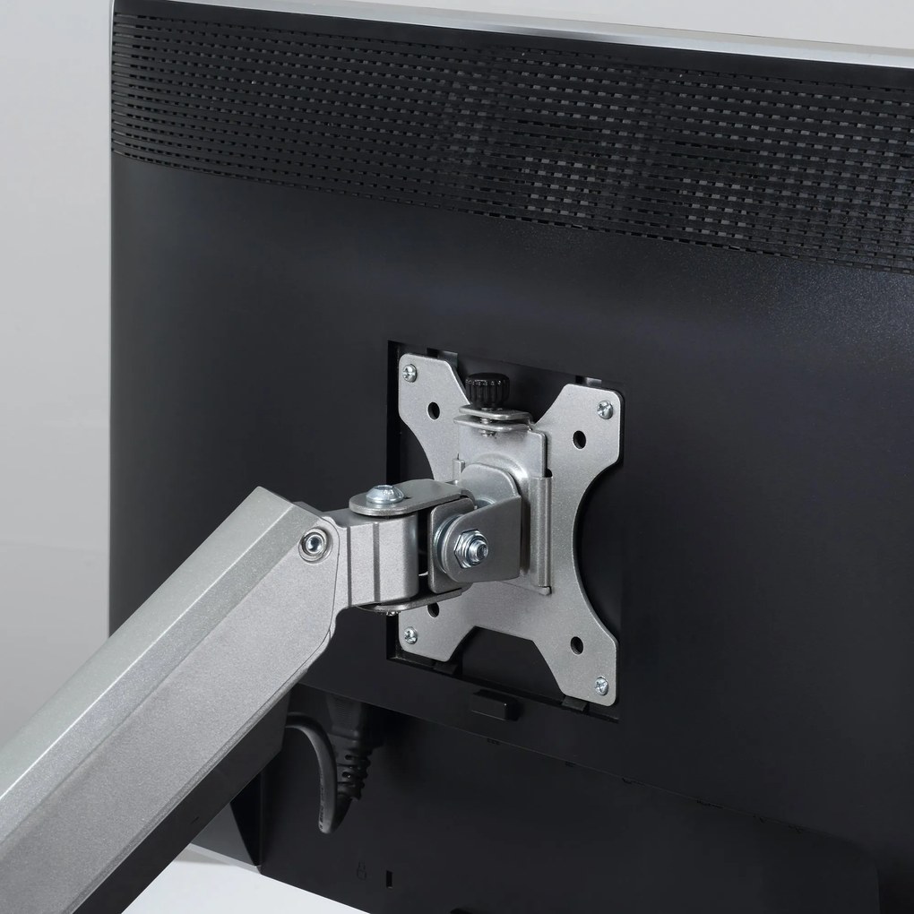 Vinsetto Suporte para Monitor Duplo para Telas LED LCD de 13"-32" Polegadas VESA 75/100mm com Braçadeira Ajustável Giratório 360° e 2 Opções de Montagem 93x11x47cm Prata