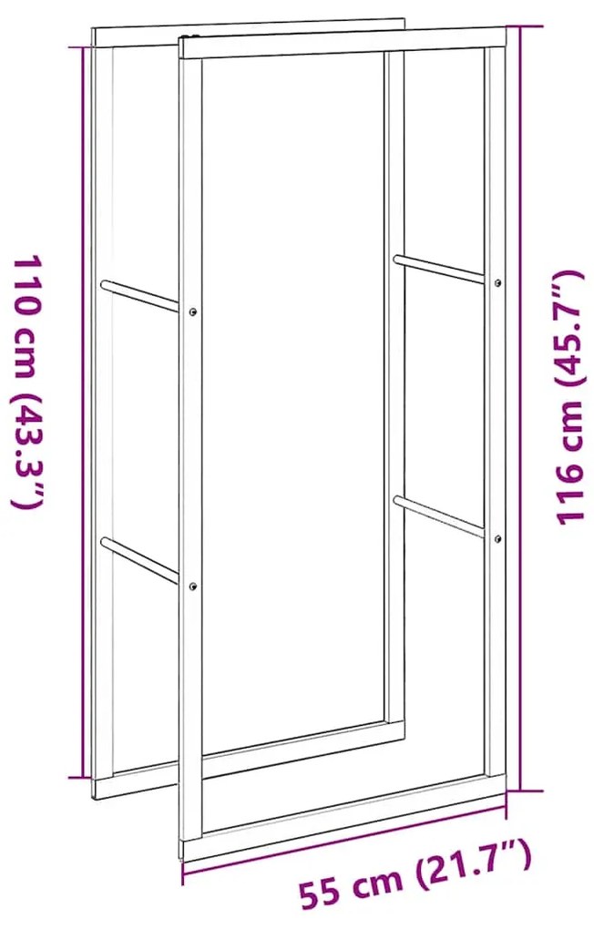 Suporte para lenha 55x30x116 cm aço preto