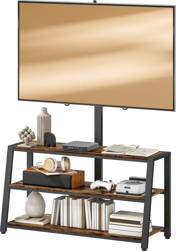 Móvel de TV com Suporte, 108 x 41 x 135 cm, Ângulo Ajustável de 35°, Castanho