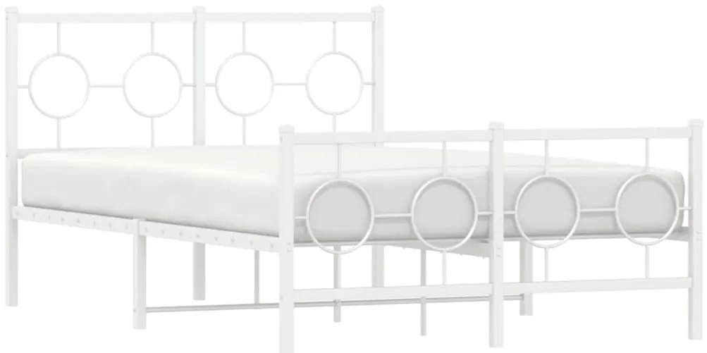 Estrutura de cama com cabeceira e pés 120x200 cm metal branco