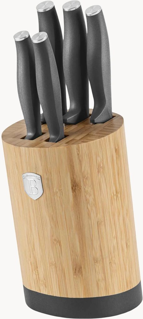 Conjunto de facas de cozinha em aço inoxidável com suporte Anthracite, conjunto de 6