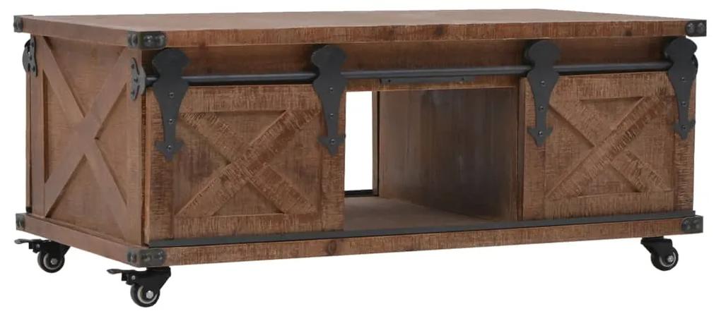 246119 vidaXL Mesa de centro em madeira de abeto maciça 91x51x38 cm castanho