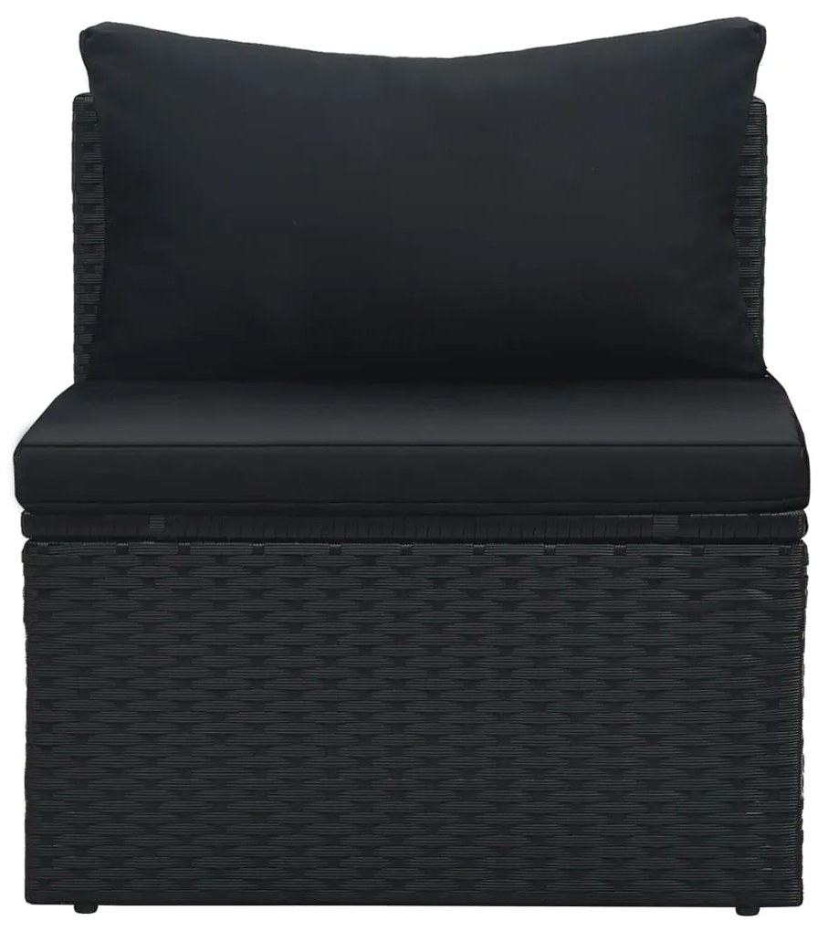 6 pcs conjunto lounge de jardim c/ almofadões vime PE preto