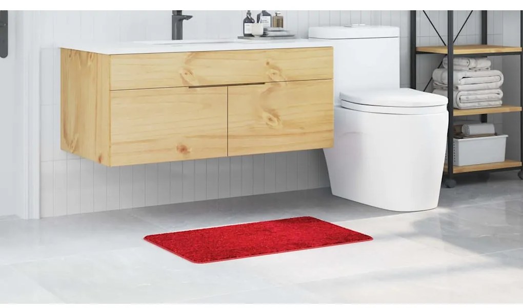 Tapete de Banho Retangular Vermelho 50x80 cm Polipropileno Antiderrapa