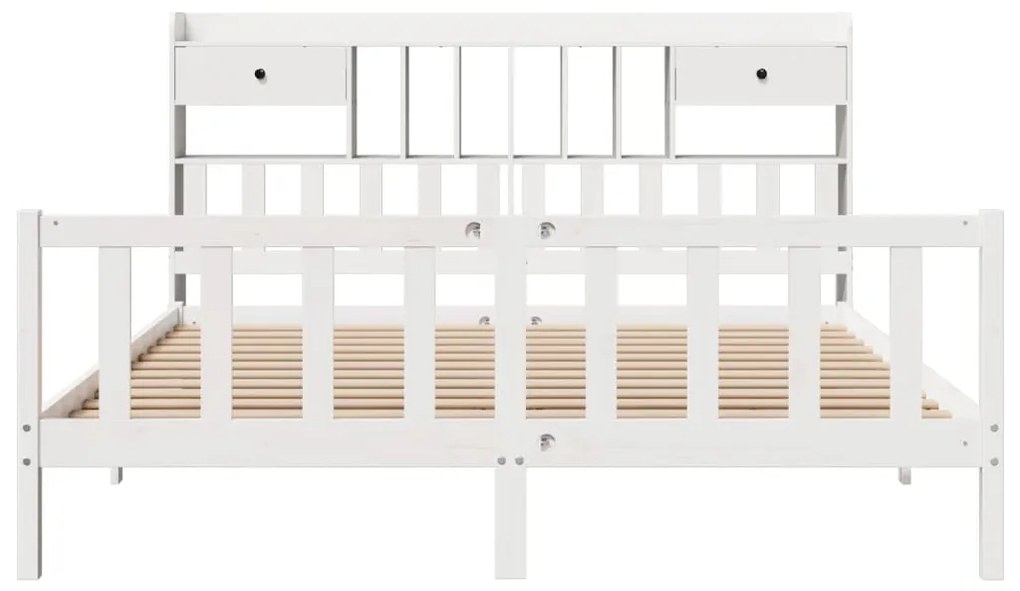 Cama com estante sem colchão 180x200 cm pinho maciço branco