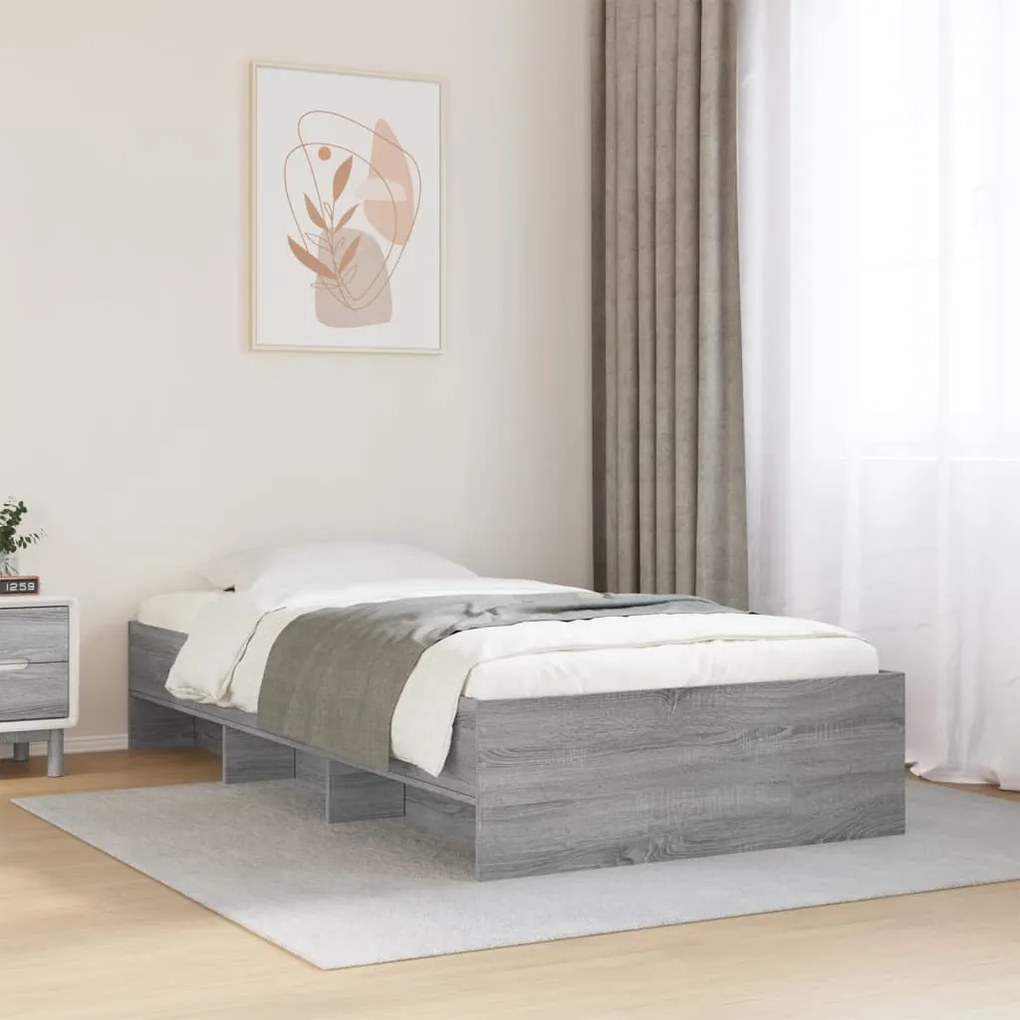 Estrutura cama 100x200 cm derivados de madeira cinzento sonoma