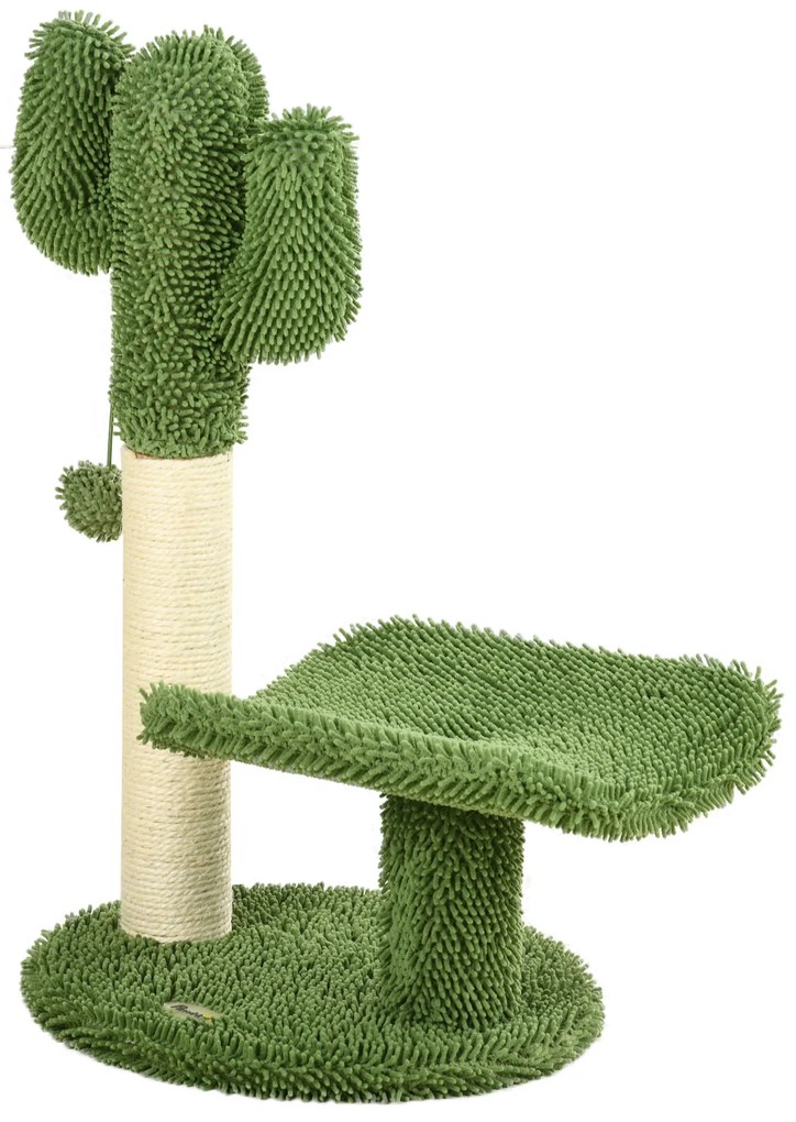 PawHut Arranhador Gatos Cactus Poste Sisal Brinquedo Cama Confortável 35x31x55,5 cm Verde Ideal para Entretenimento Felinos | Aosom Portugal