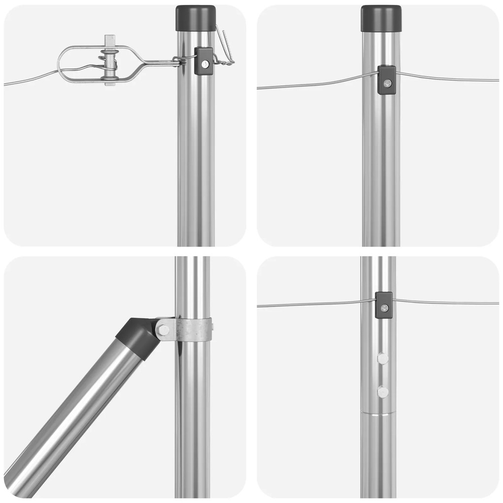 Postes de Cerca vidaXL com Ponta 26 pcs Ø32 mm 160 cm Aço Galvanizado
