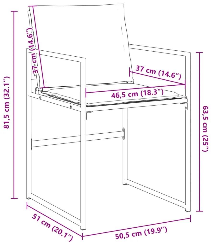 Cadeiras de jardim c/ almofadões 4 pcs aço e textilene preto