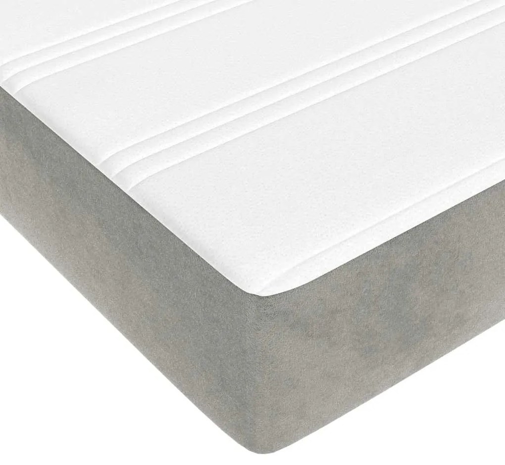 Colchão de molas ensacadas 120x220x20 cm veludo cinza-claro