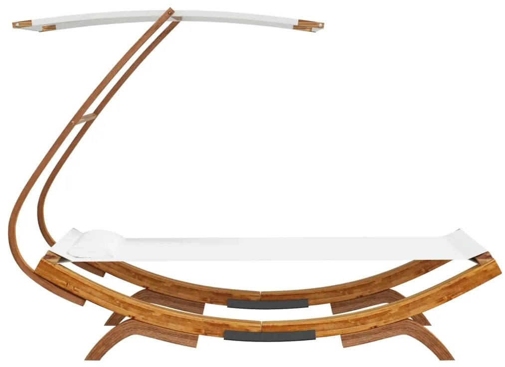 Espreguiçadeira c/ toldo 100x190x134 cm madeira curva creme