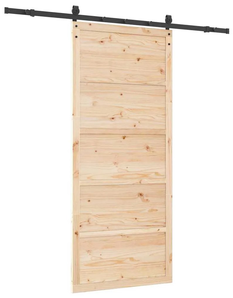 Porta Deslizante Castanho 90 x 208 cm Madeira de pinho maciça