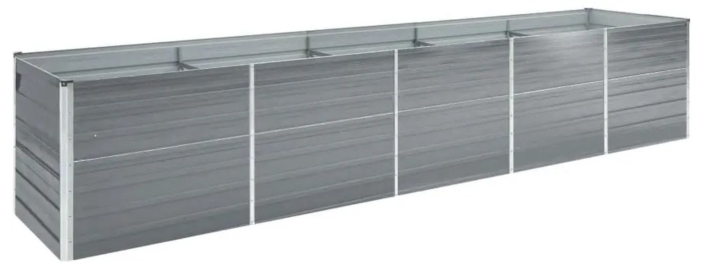 Canteiro elevado de jardim 400x80x77cm aço galvanizado cinzento