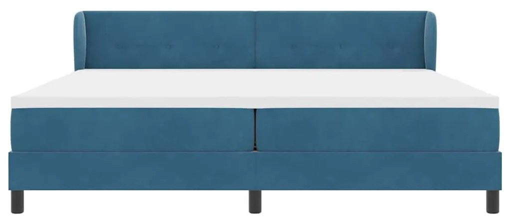 Cama Box Spring vidaXL com Colchão Azul Escuro 200x200 cm Veludo