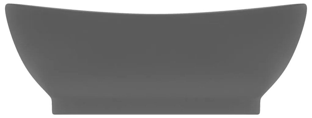 Lavatório luxuoso oval 58,5x39 cm cerâmica cinza-escuro mate