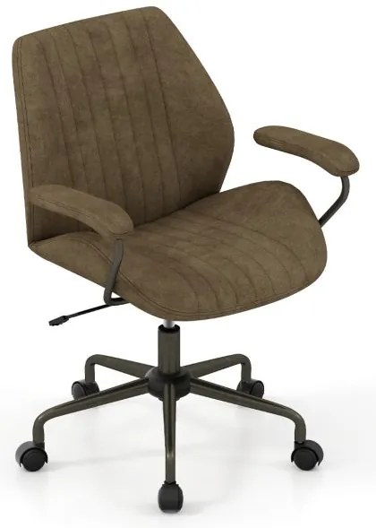 Cadeira de escritório com altura ajustável, braços acolchoados e rodas Capacidade de carga de 150 kg. 68 x 66 x 85-92 cm. Cor: verde-oliva.