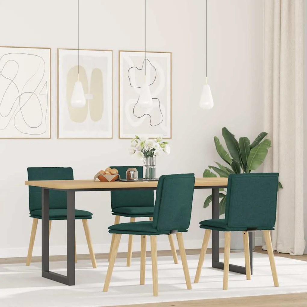 vidaXL Cadeiras de jantar 4 pcs tecido verde escuro