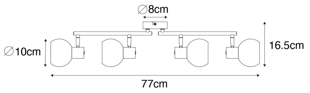Candeeiro de teto Art Deco dourado com vidro rosa 4 luzes - Vidro