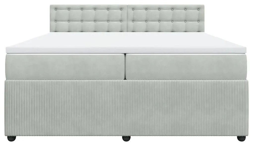 Cama com molas/colchão 200x200 cm veludo cinzento-claro