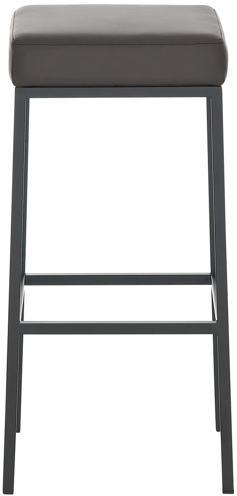 Banco de bar Montreal em couro sintético e com estrutura preta 37 x 78 x 37 cm Castanho