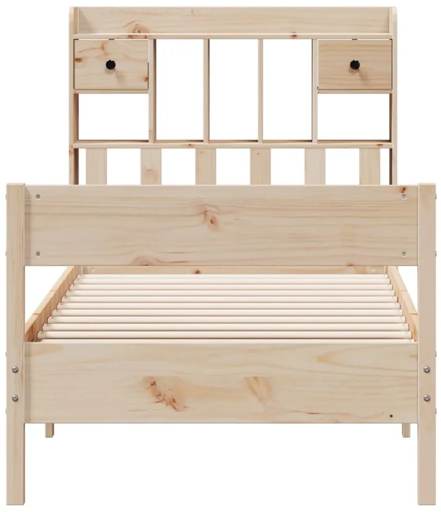 Cama com estante sem colchão 75x190 cm pinho maciço