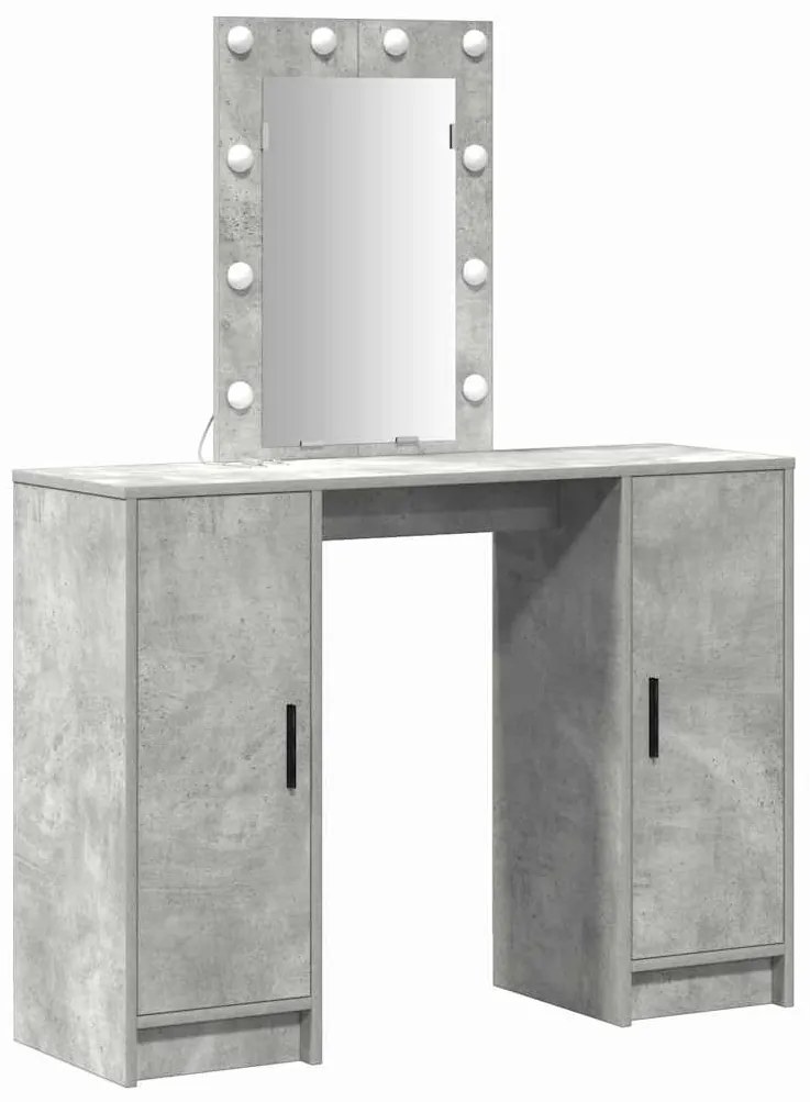 Mesa de Maquiagem vidaXL com Luzes LED Cinza Concreto 102x33x135 cm