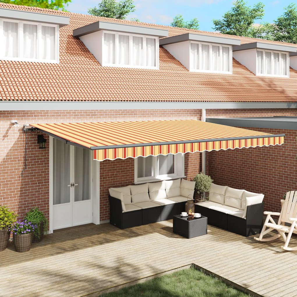 vidaXL Toldo Retrátil Automático com LED Amarelo e Laranja 500x300 cm