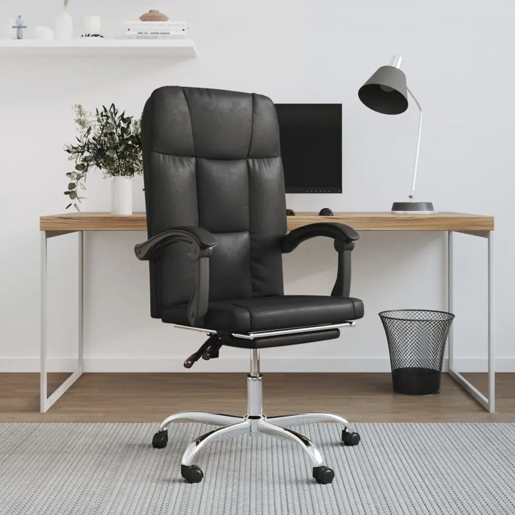vidaXL Cadeira de escritório reclinável couro artificial preto