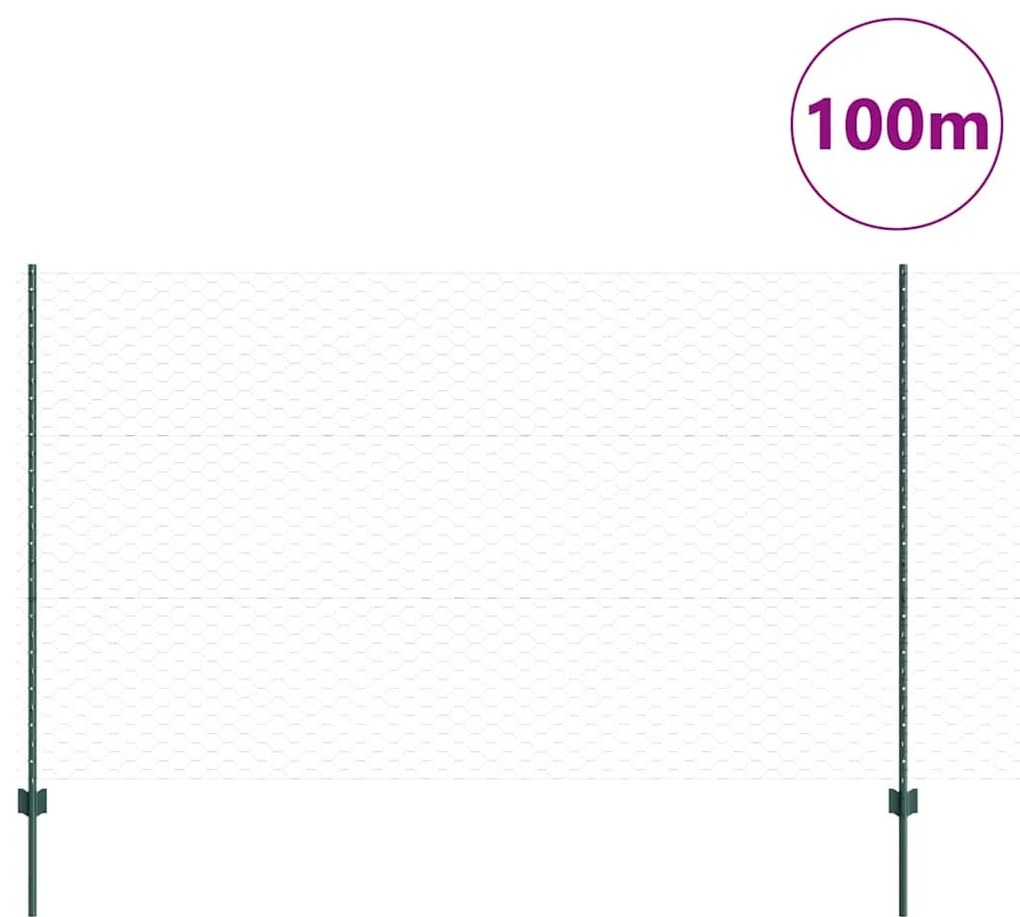 Posts de Cerca vidaXL 11 pcs U-Channel Verde 140 cm Aço