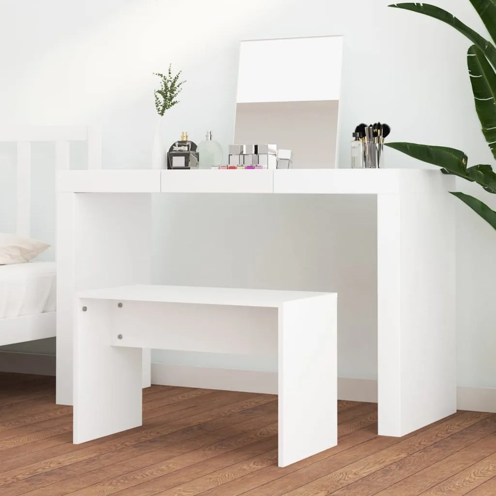 Banco de toucador 70x35x45 cm derivados de madeira branco