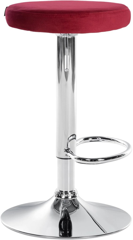 Banco de bar Ponte em veludo e com estrutura cromada 38,5 x 60-81 x 38,5 cm Vermelho