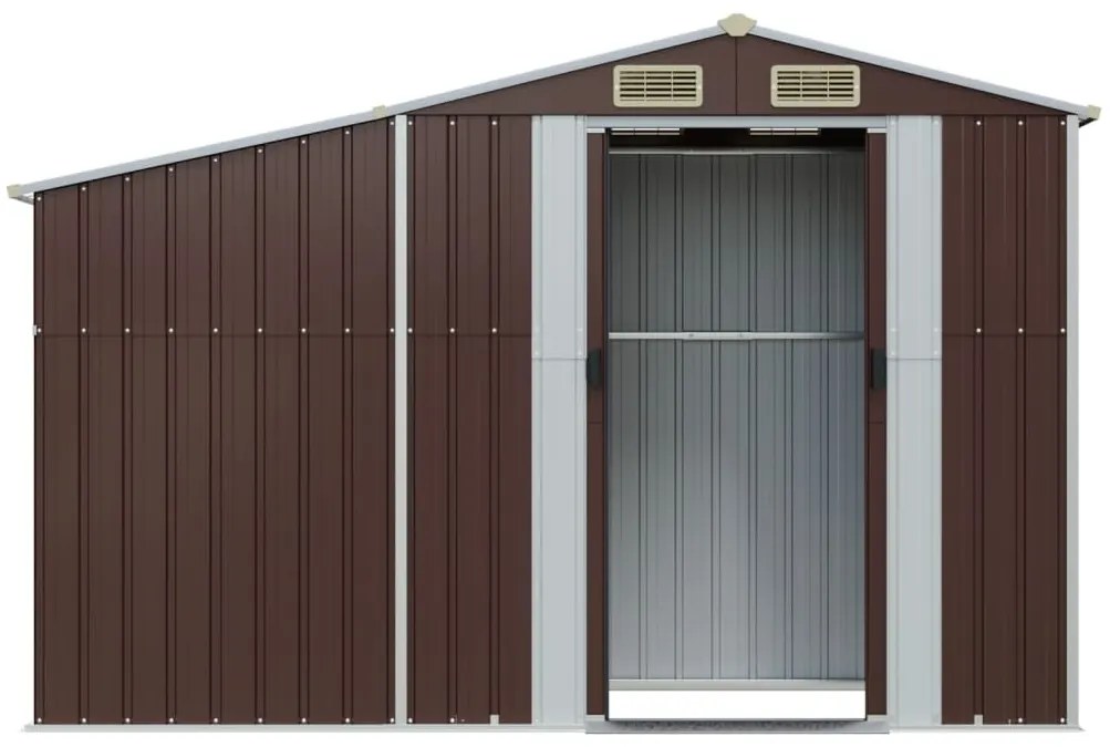 Abrigo de jardim 277x93x179 cm aço galvanizado castanho