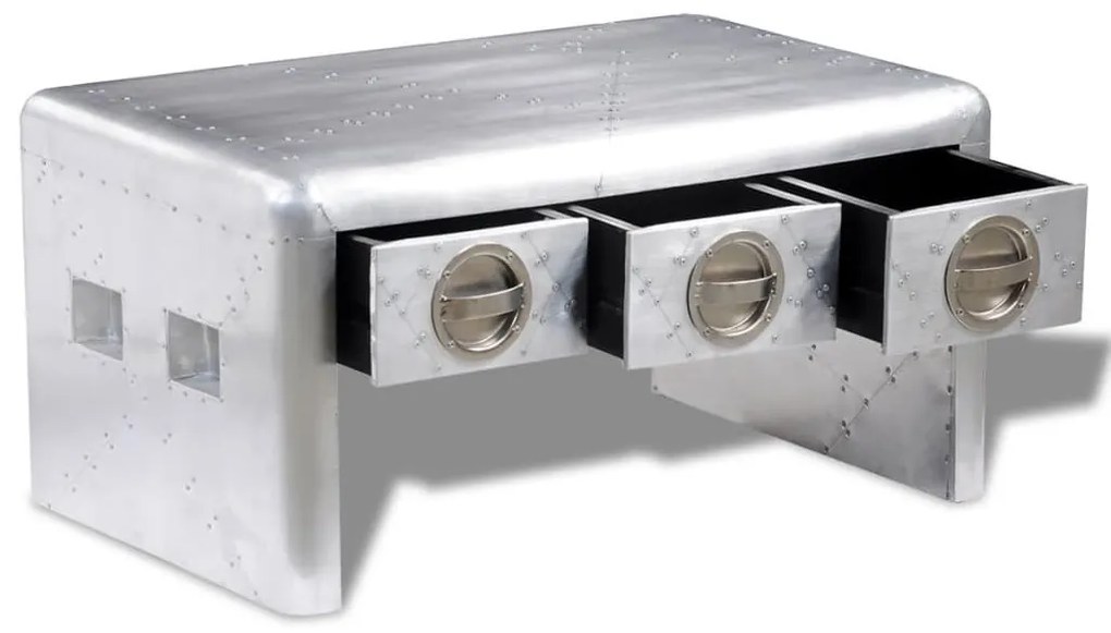 Mesa de centro aviador c/ 3 gavetas piloto de aeronave vintage