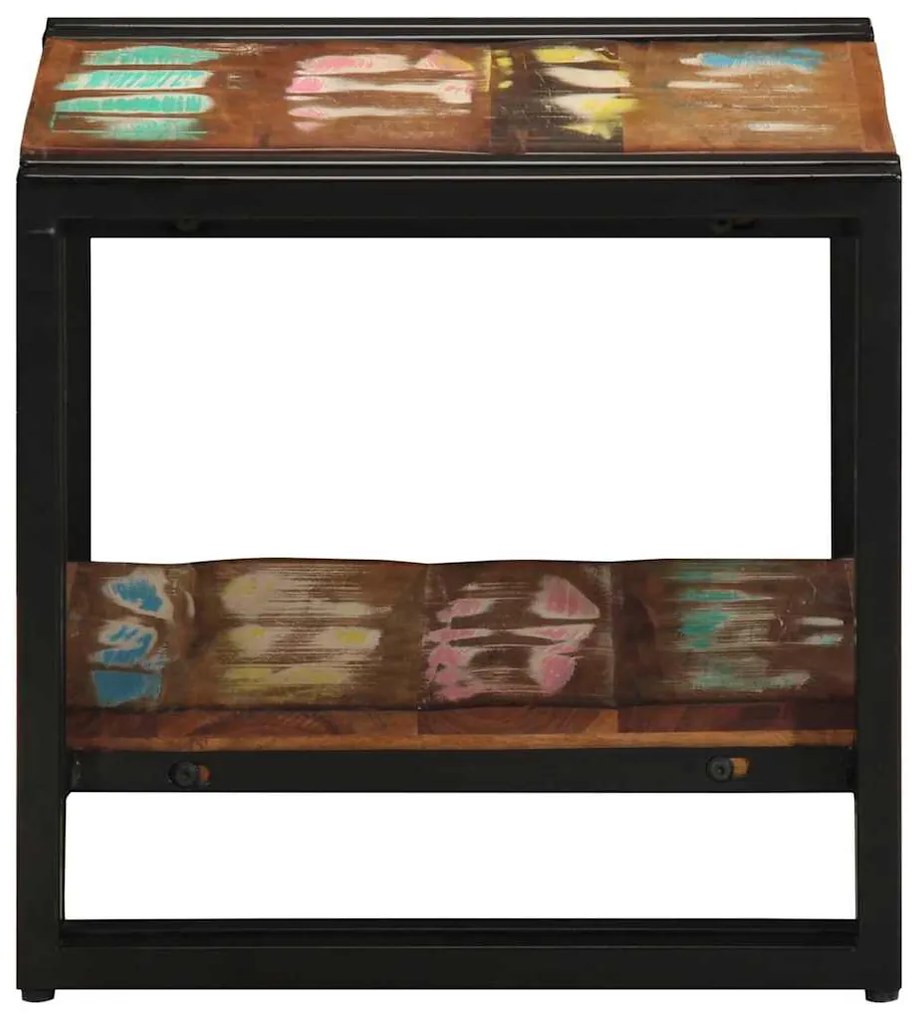 Mesa de Café Multicolorida 40x50x38 cm em Madeira Recuperada