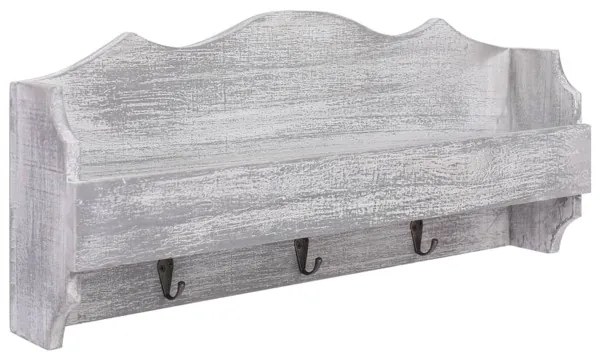 Cabide de Parede 50x10x23 cm Madeira Cinzento