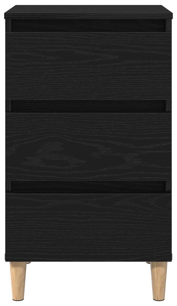Mesa de Cabeceira vidaXL com Pé de Madeira Carvalho Preto 40x35x69 cm