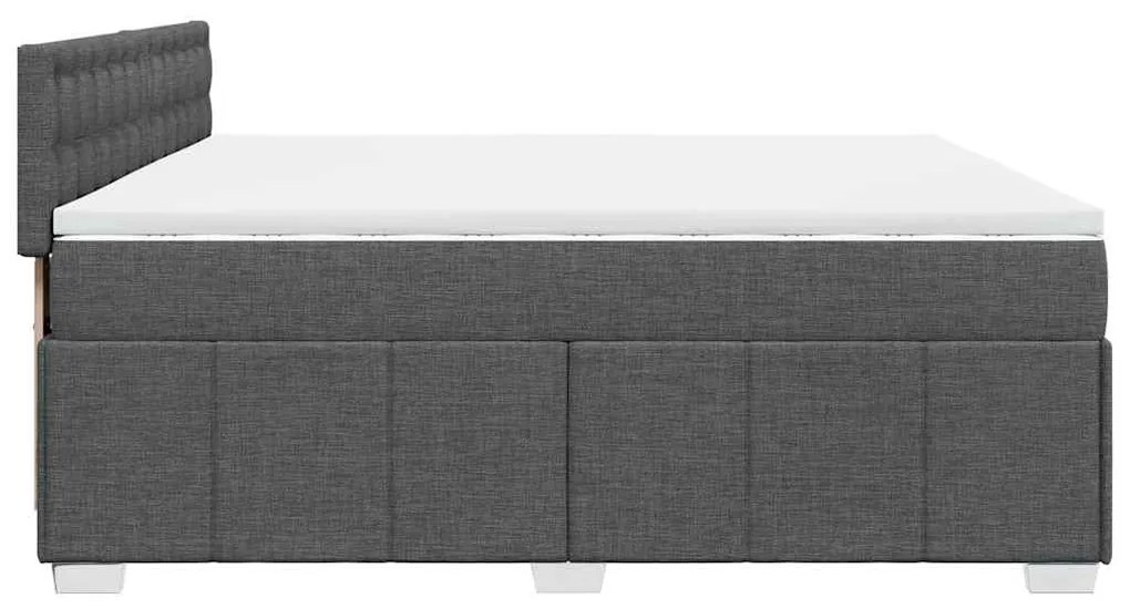 Cama com molas/colchão 200x200 cm tecido cinzento-escuro
