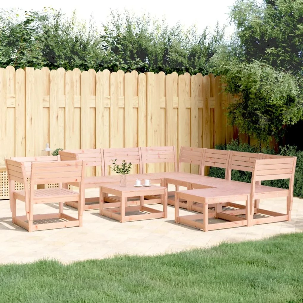 8 pcs conjunto lounge de jardim madeira de douglas maciça