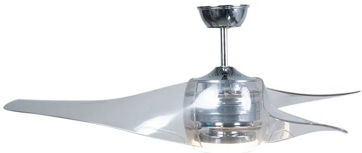 Ventilador de teto cromado com LED com controle remoto - Sirocco 50 Moderno