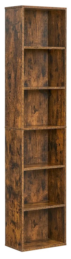 Estante de livros, com 6 níveis 24 x 40 x 178,5 cm castanho vintage