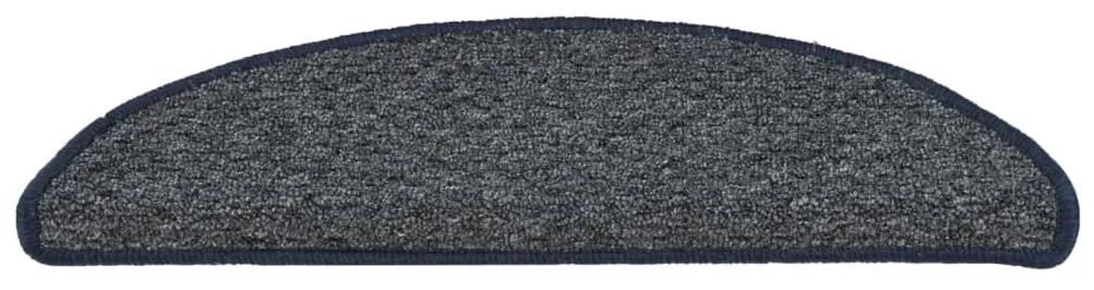 Tapete/carpete para degraus 15 pcs 56x17x3 cm azul-escuro