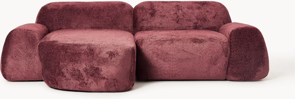 Sofá de canto modular em teddy-bouclé Wolke (3 lugares)