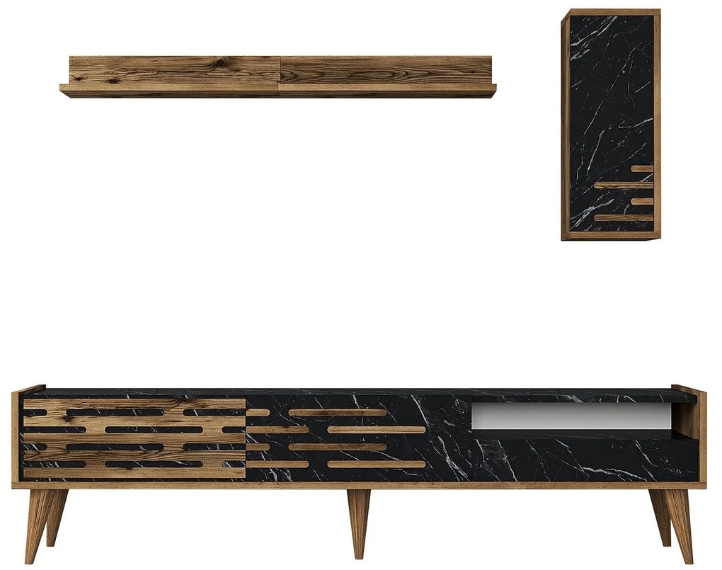 Unidade de TV Valensiya – Noz Preto Mármore – 180x35x45 cm