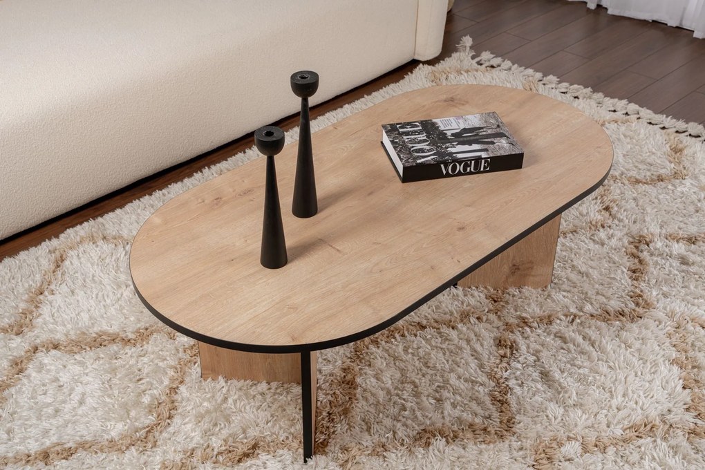 Mesa de Centro "Sable" – Carvalho Saphire e Preto, 105x65x40 cm, Desig