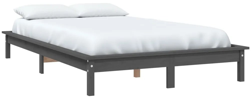 Estrutura de cama 200x200 cm madeira de pinho maciça cinzento