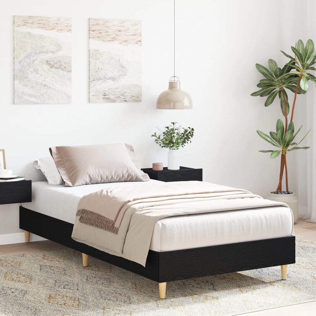 Estrutura de Cama vidaXL 90x200 cm Carvalho Preto Madeira Reforçada