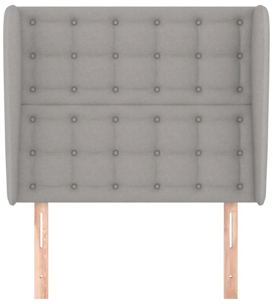 Cabeceira de cama c/ abas tecido 83x23x118/128cm cinzento-claro